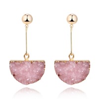 Blush Pink Druzy Quartz Half Moon Earrings